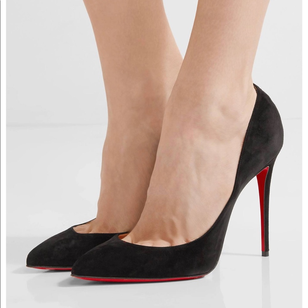 Authentic Christian Louboutin Pigalle Follies Black Suede 37.5